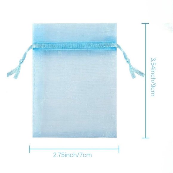 ⭐️5 for 20⭐️ 10 Light Blue Organza Drawstring Bags 3"x4" - Picture 1 of 8